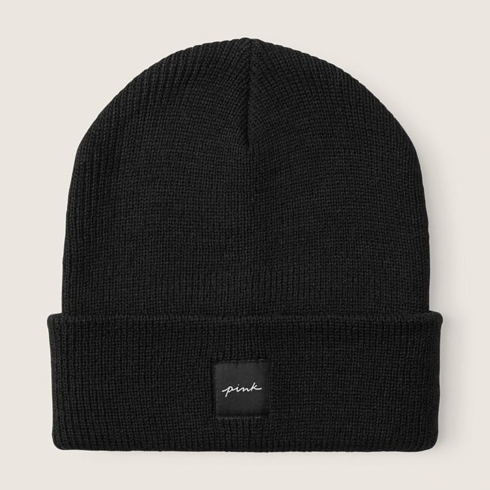 VS PINK RIB BEANIE BLACK NEW IN PACKAGE